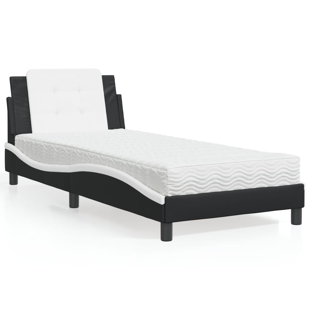 sengeramme uden madras Zadar 100x200 cm kunstlæder sort og hvid