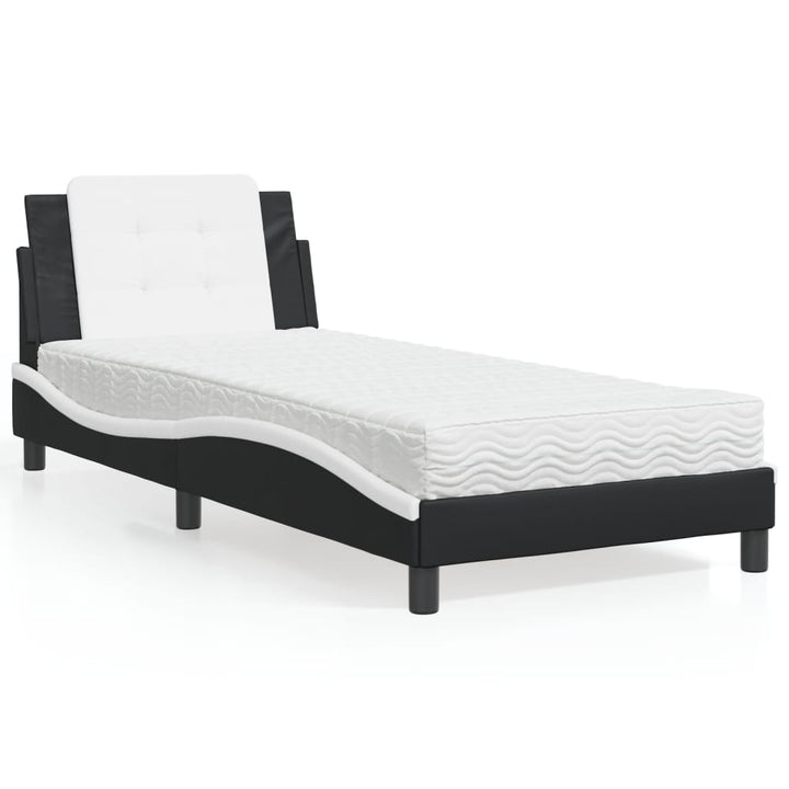 sengeramme uden madras Zadar 100x200 cm kunstlæder sort og hvid