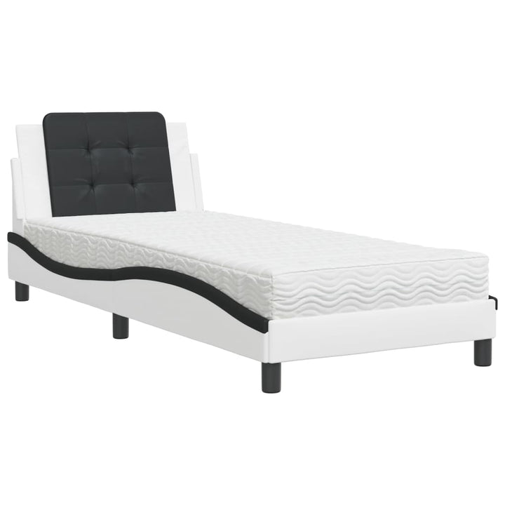 sengeramme uden madras Zadar 100x200 cm kunstlæder hvid og sort