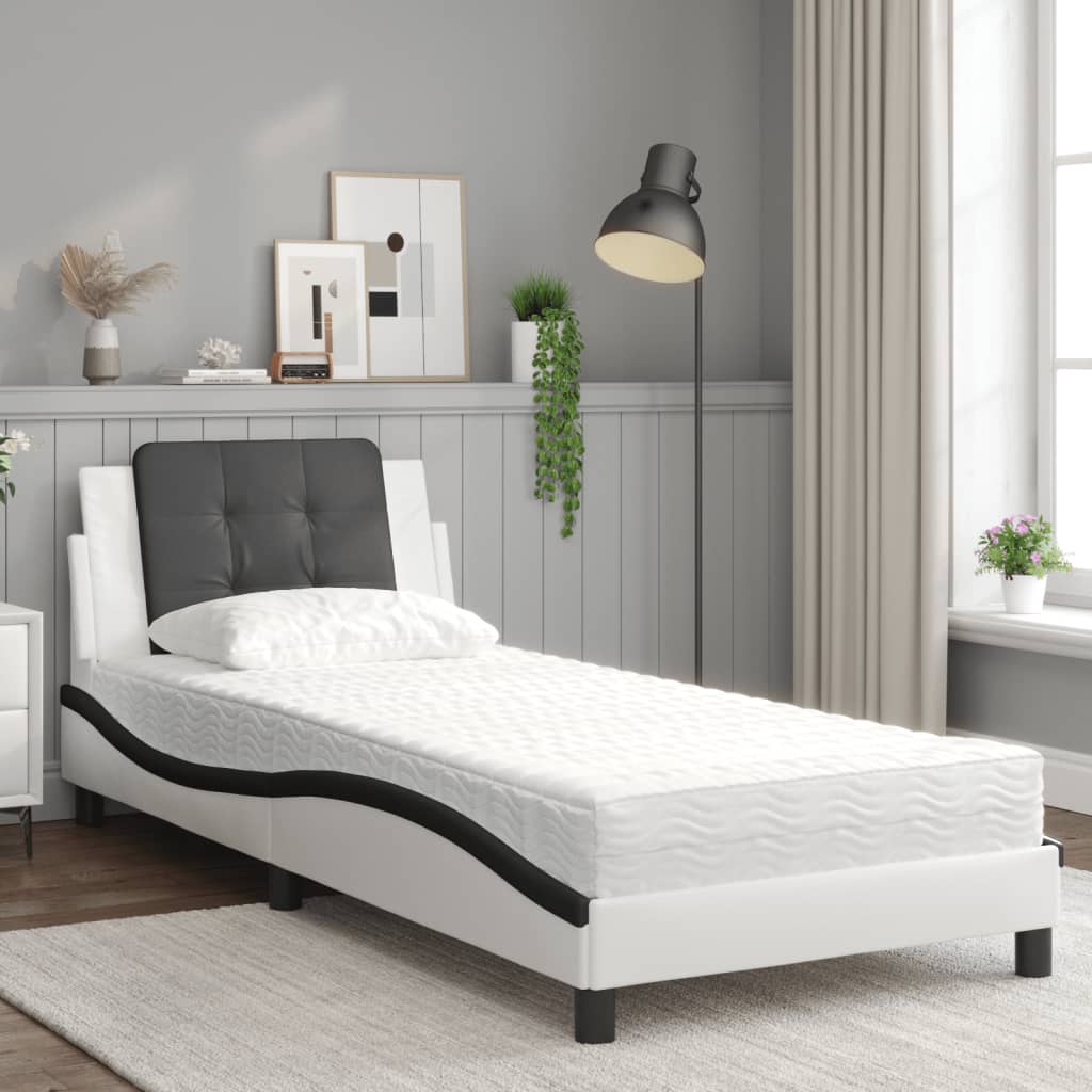 sengeramme uden madras Zadar 100x200 cm kunstlæder hvid og sort