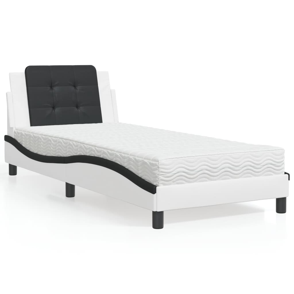 sengeramme uden madras Zadar 100x200 cm kunstlæder hvid og sort