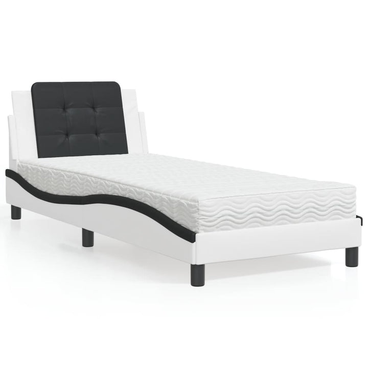 sengeramme uden madras Zadar 100x200 cm kunstlæder hvid og sort