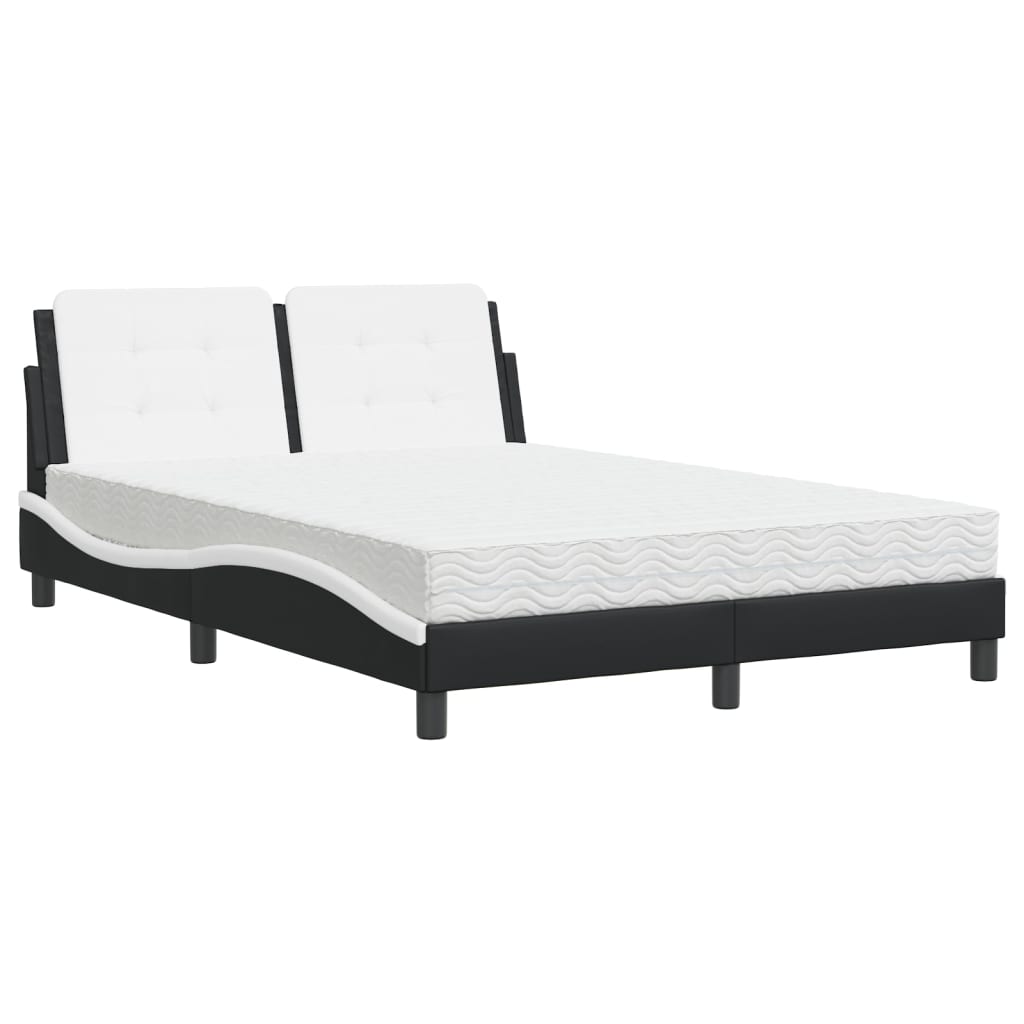 sengeramme uden madras Zadar 140x190 cm kunstlæder sort og hvid