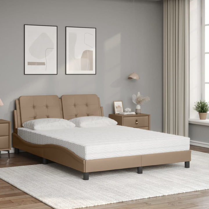 seng med madras Zadar 140x200 cm kunstlæder cappuccinofarvet