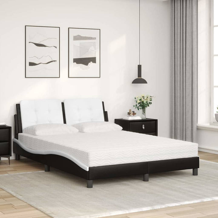 seng med madras Zadar 140x200 cm kunstlæder sort og hvid