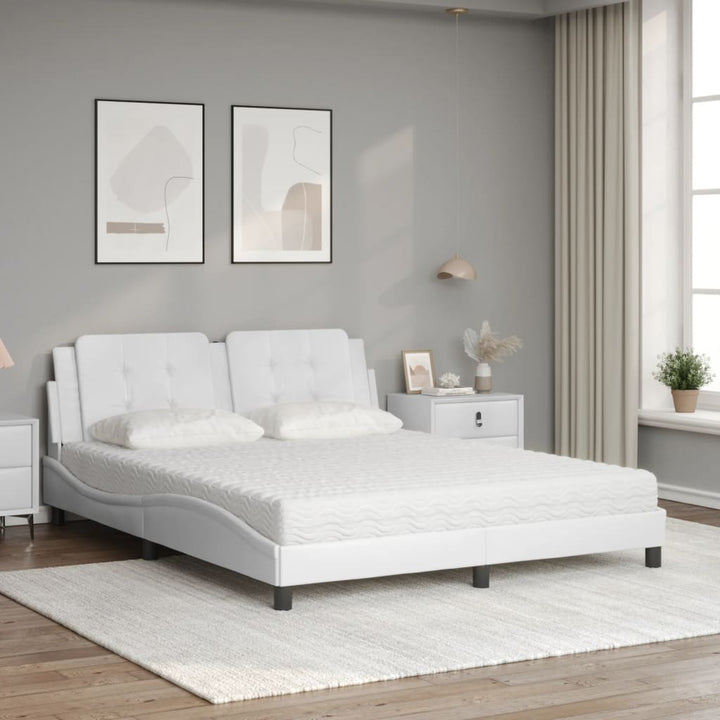 seng med madras Zadar 160x200 cm kunstlæder hvid