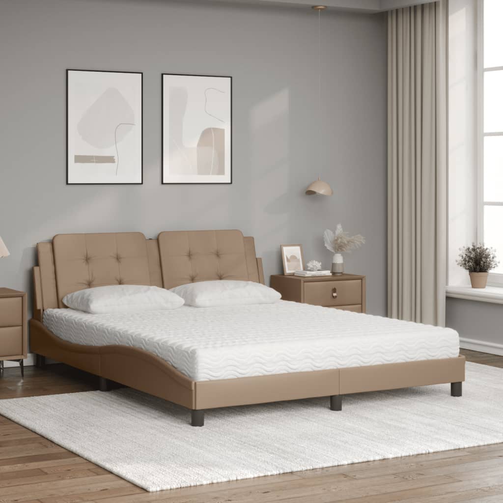 seng med madras Zadar 160x200 cm kunstlæder cappuccinofarvet
