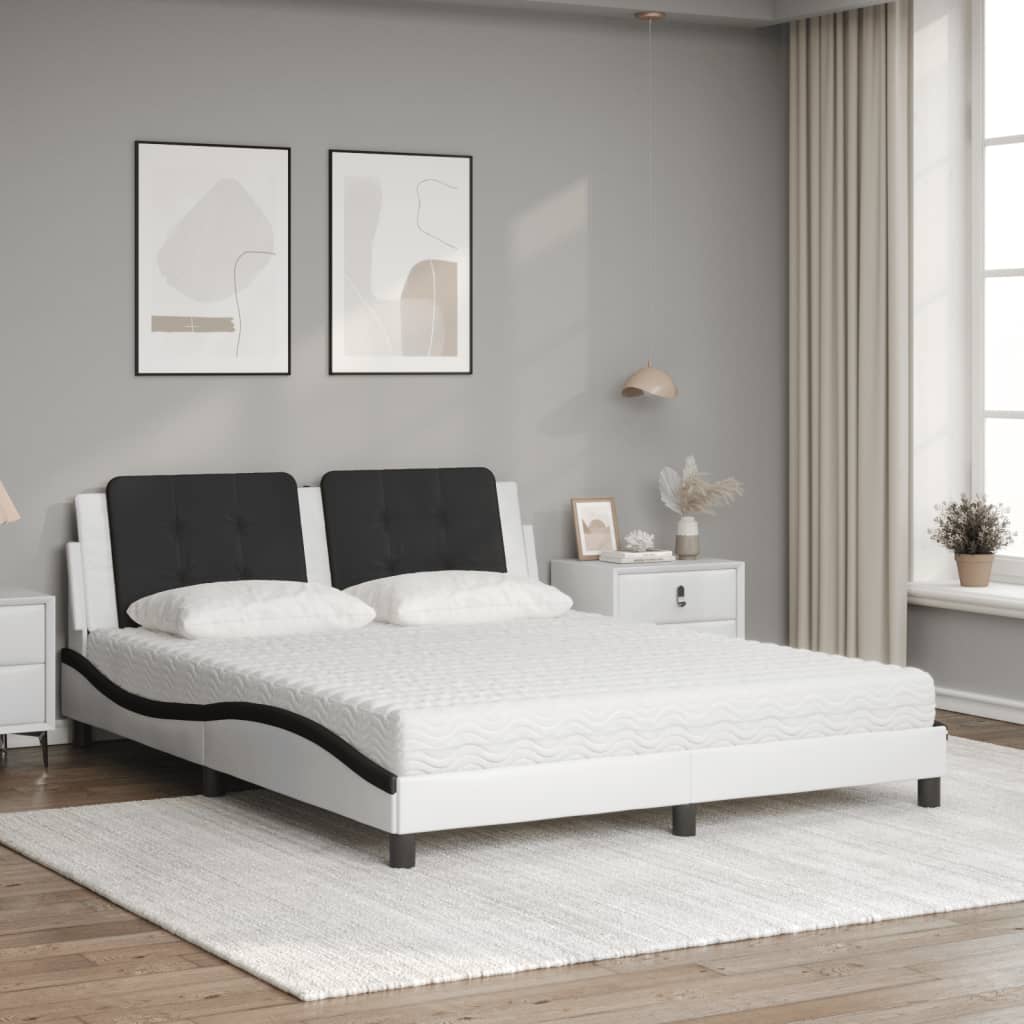 seng med madras Zadar 160x200 cm kunstlæder hvid og sort