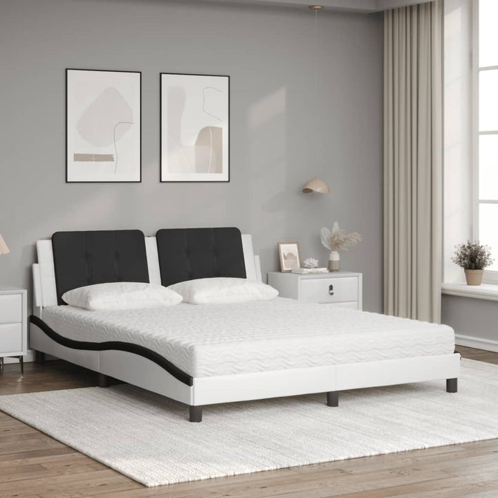 seng med madras Zadar 160x200 cm kunstlæder hvid og sort