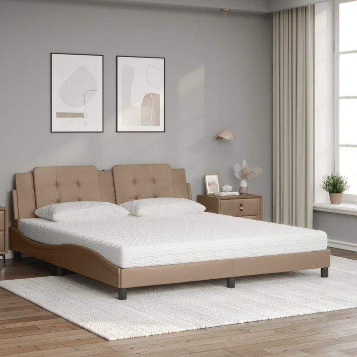 seng med madras Zadar 180x200 cm kunstlæder cappuccinofarvet