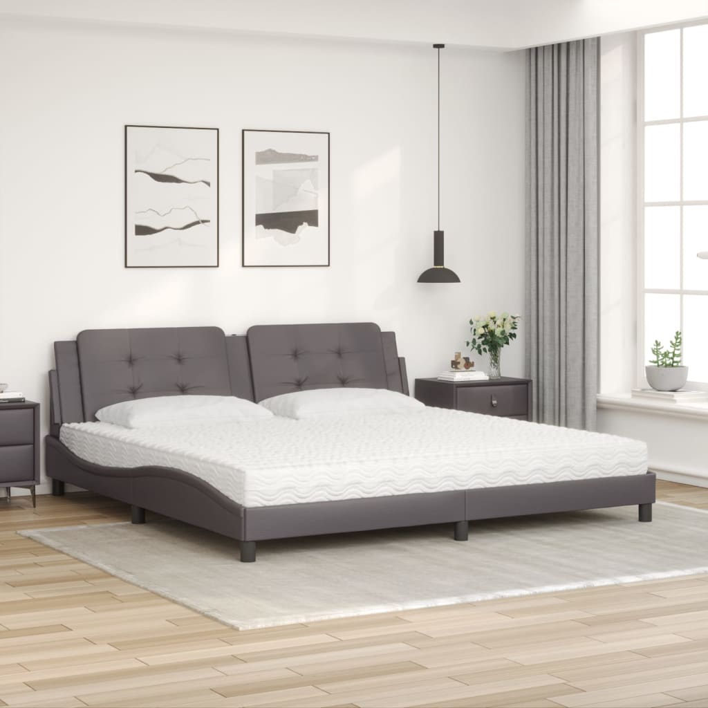 seng med madras Zadar 200x200 cm kunstlæder grå