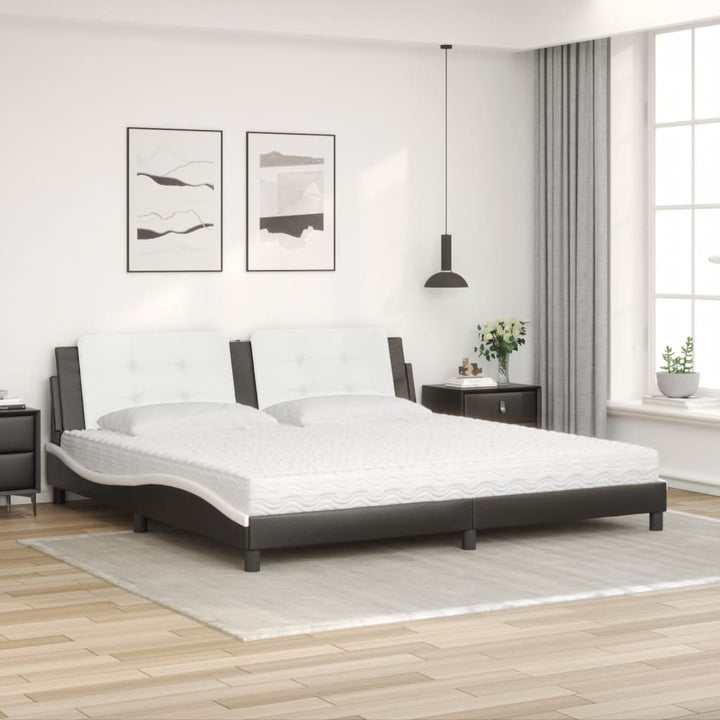seng med madras Zadar 200x200 cm kunstlæder sort og hvid