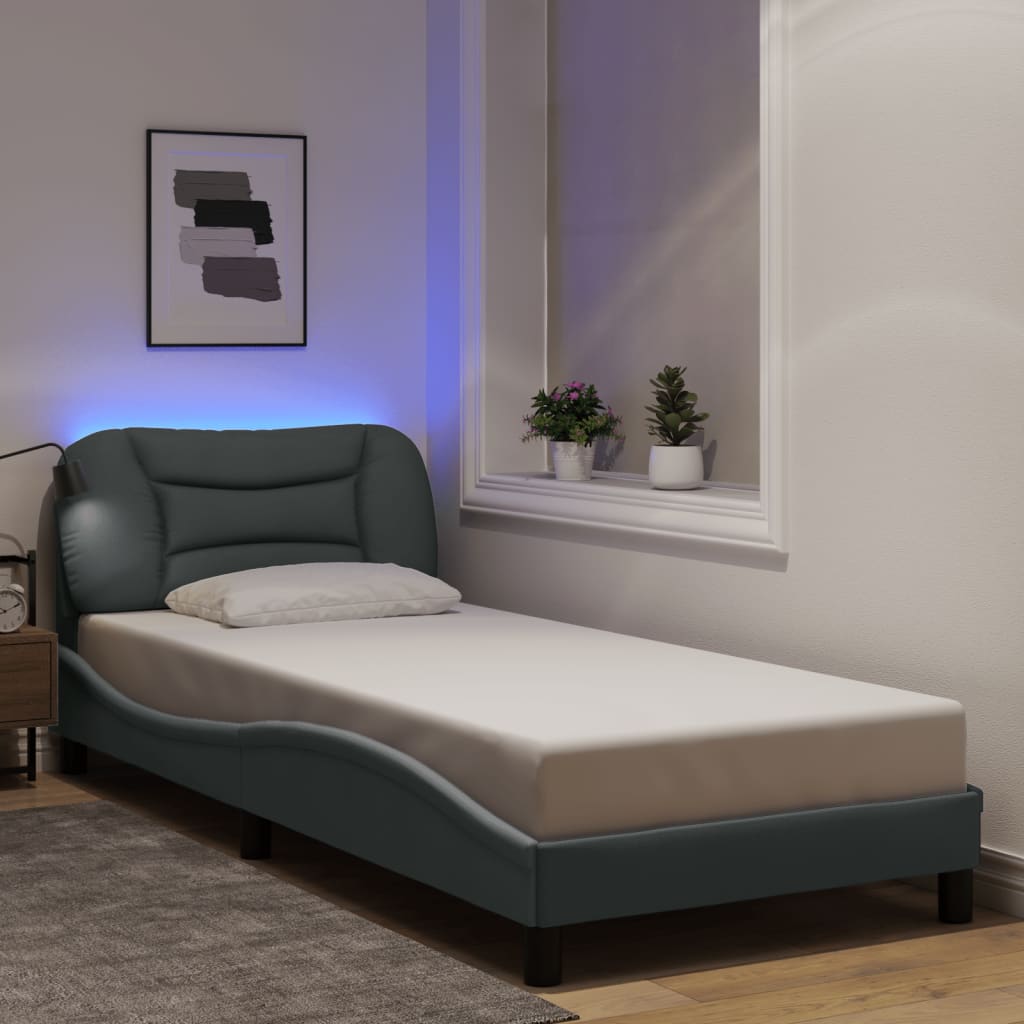 sengeramme med LED uden madras Hvar 80x200 cm stof lysegrå