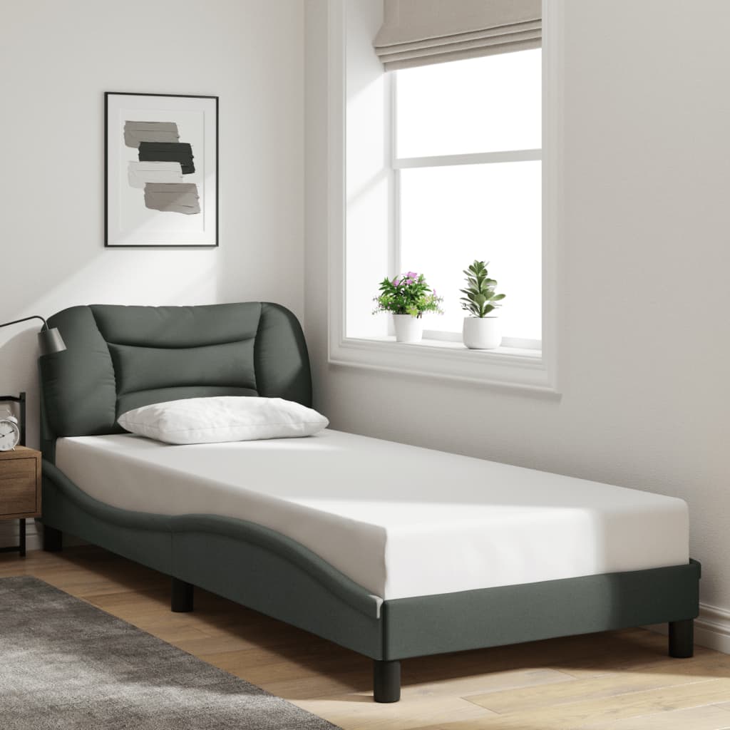 sengeramme med LED uden madras Hvar 80x200 cm stof mørkegrå
