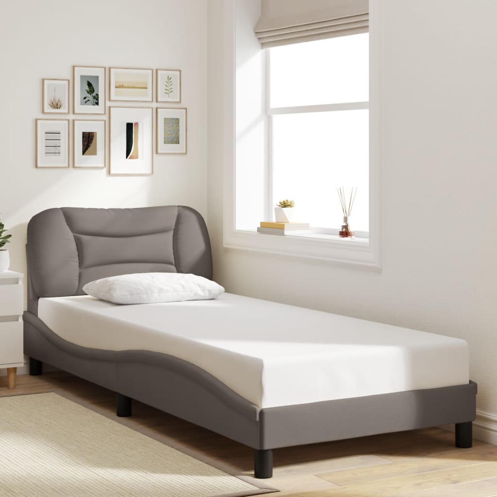 sengeramme med LED uden madras Hvar 80x200 cm stof gråbrun
