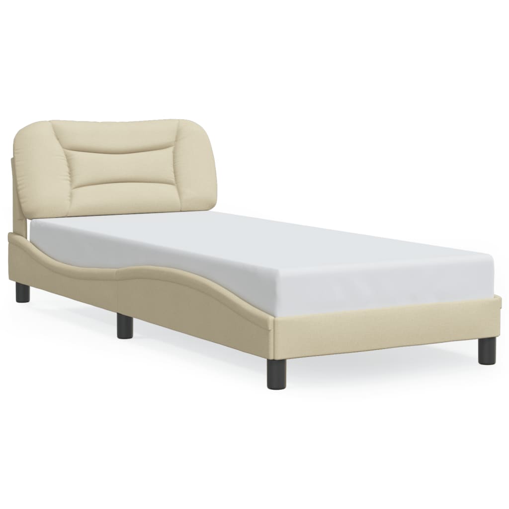 sengeramme med LED uden madras Hvar 90x190 cm stof cremefarvet