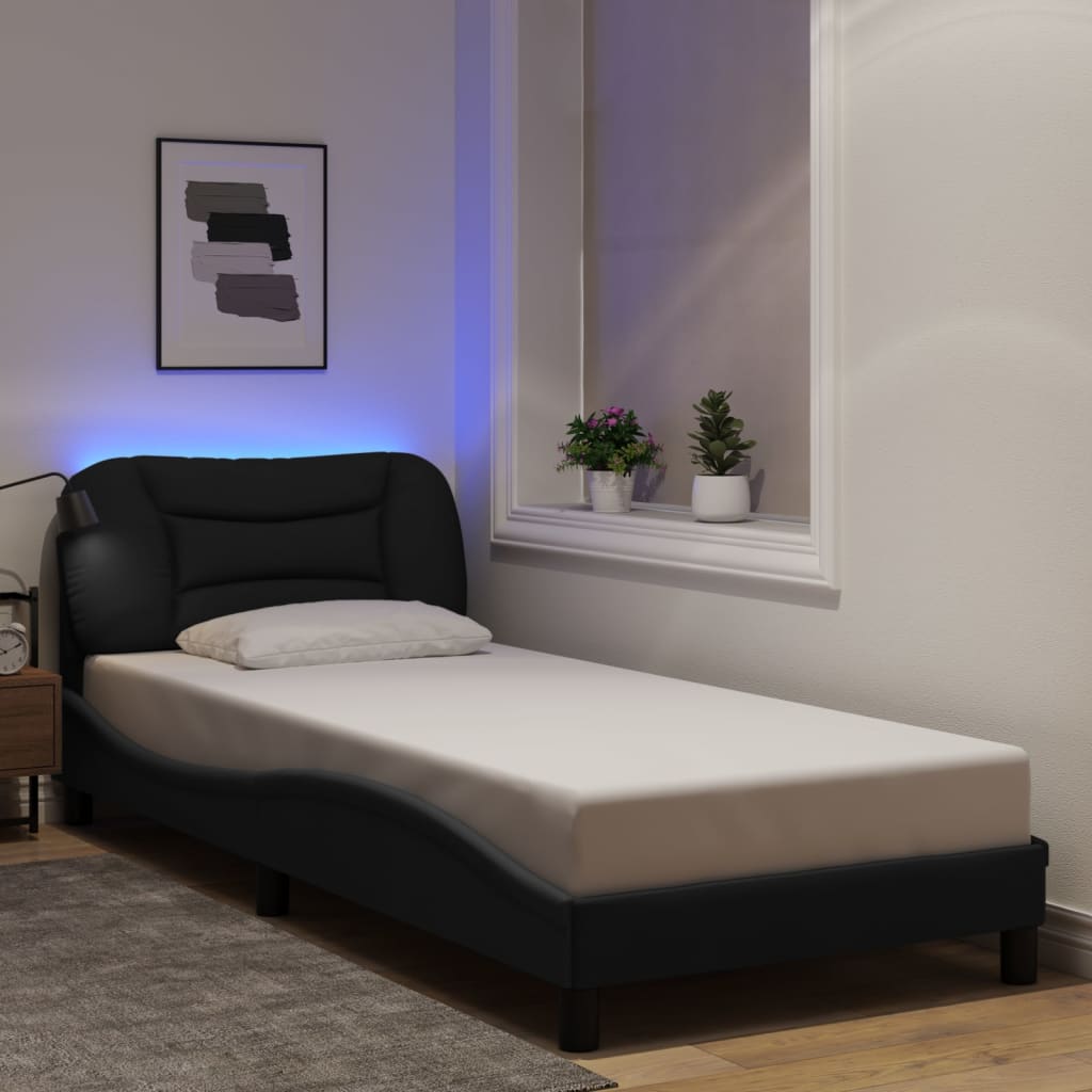 sengeramme med LED uden madras Hvar 90x200 cm stof sort
