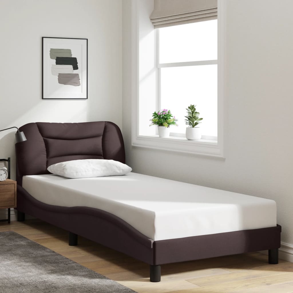sengeramme med LED uden madras Hvar 90x200 cm stof mørkebrun