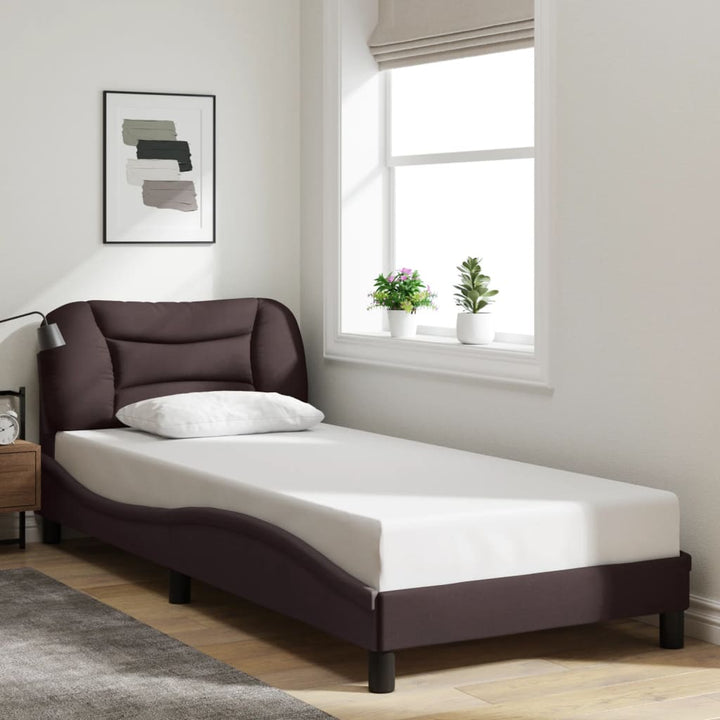 sengeramme med LED uden madras Hvar 90x200 cm stof mørkebrun