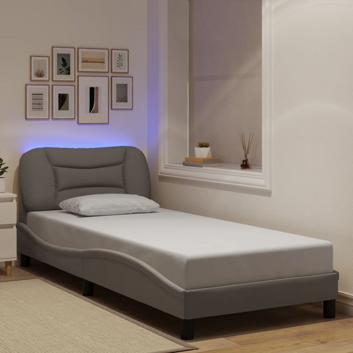 sengeramme med LED uden madras Hvar 90x200 cm stof gråbrun