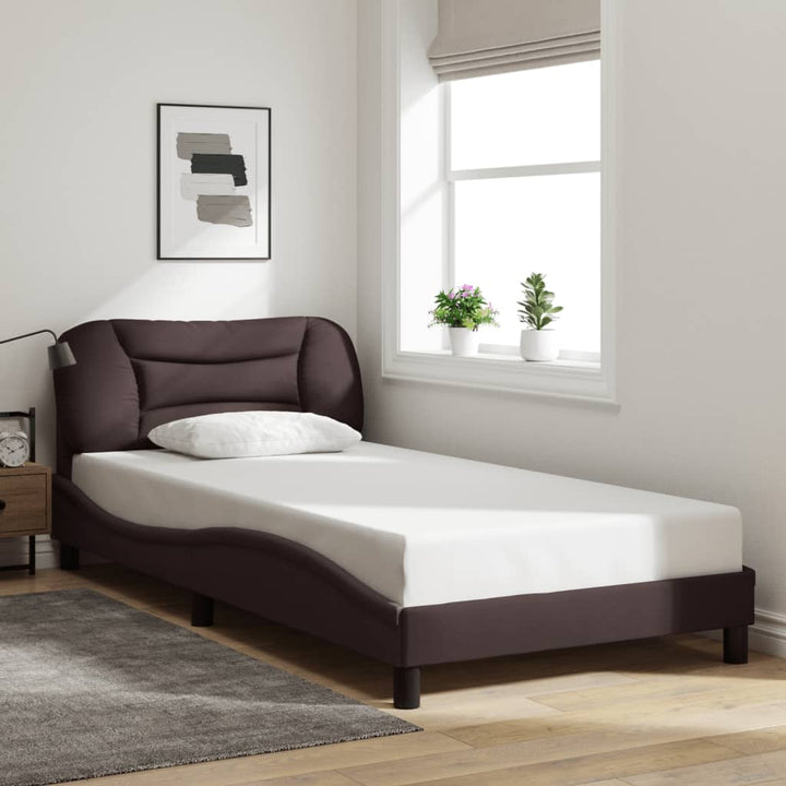sengeramme med LED uden madras Hvar 100x200 cm stof mørkebrun