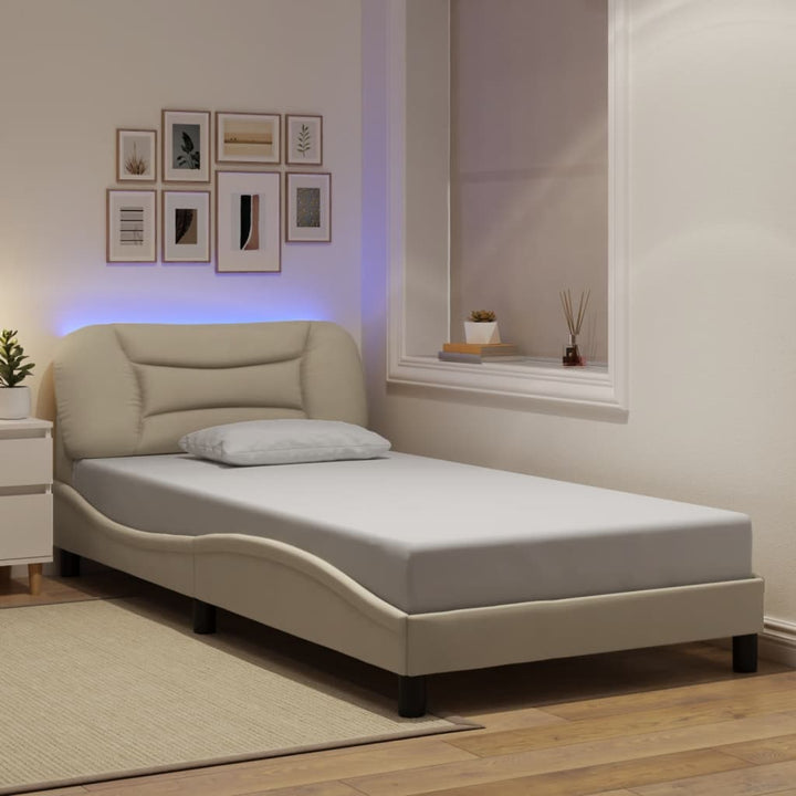 sengeramme med LED uden madras Hvar 100x200 cm stof creme