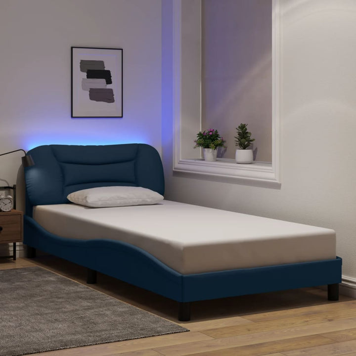sengeramme med LED uden madras Hvar 100x200 cm stof blå