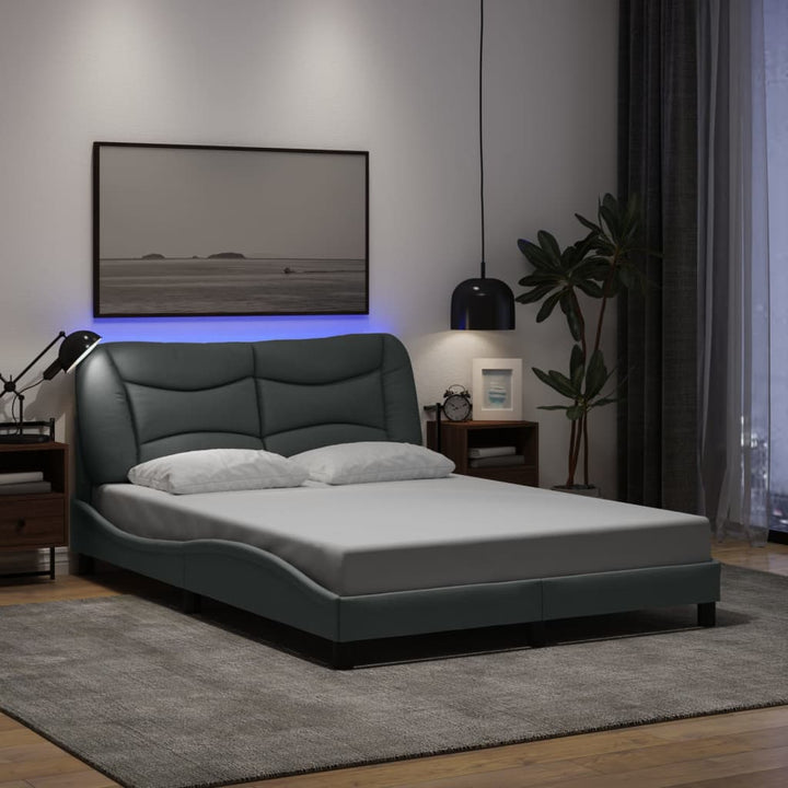 sengeramme med LED uden madras Hvar 120x200 cm stof lysegrå