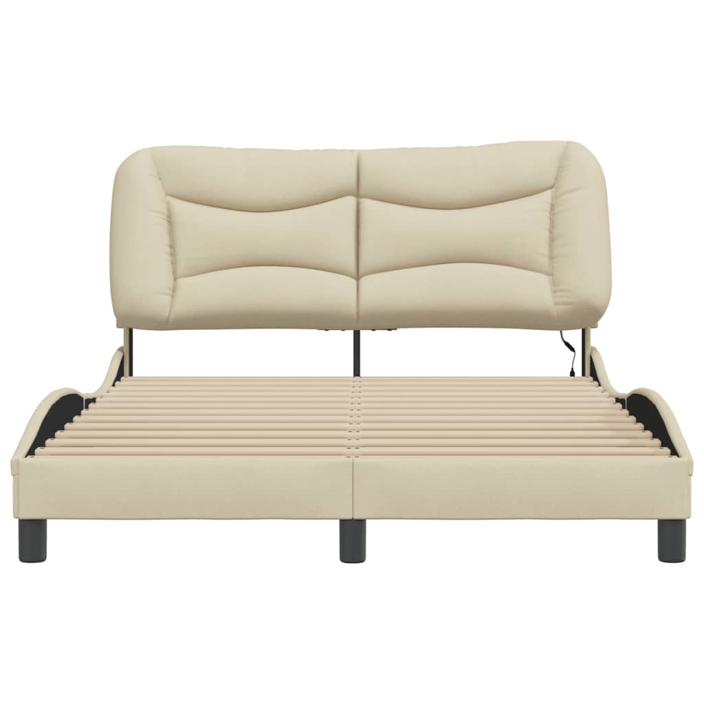 sengeramme med LED uden madras Hvar 120x200 cm stof cremefarvet