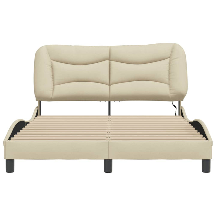 sengeramme med LED uden madras Hvar 120x200 cm stof cremefarvet