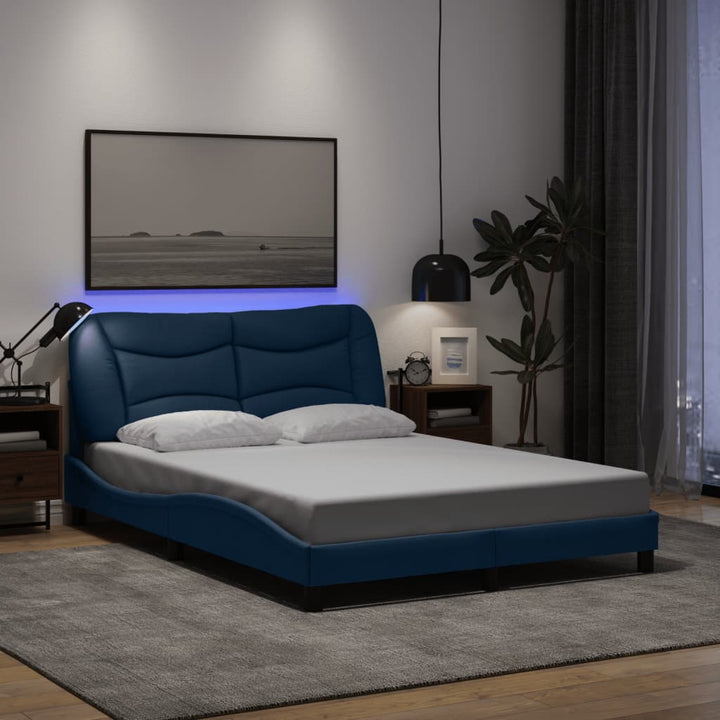 sengeramme med LED uden madras Hvar 120x200 cm stof blå