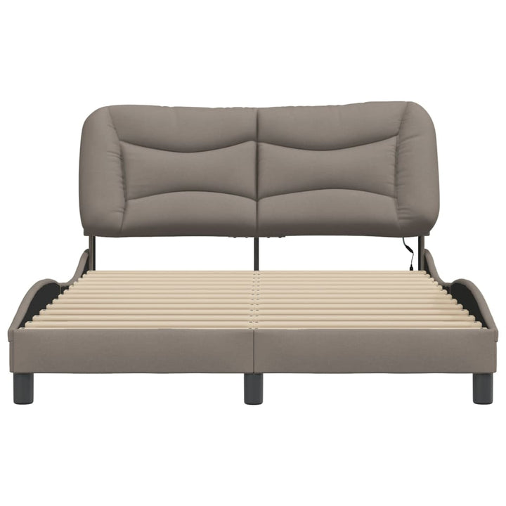 sengeramme med LED uden madras Hvar 140x190 cm stof gråbrun