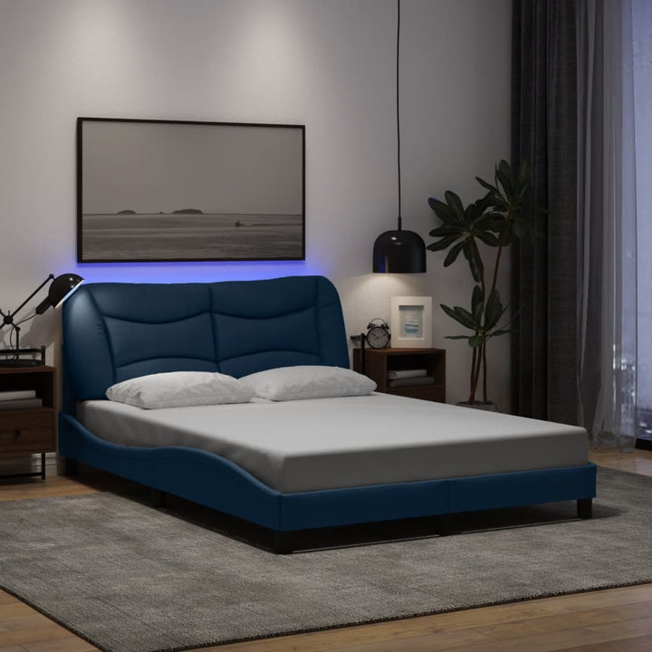 sengeramme med LED uden madras Hvar 140x190 cm stof blå