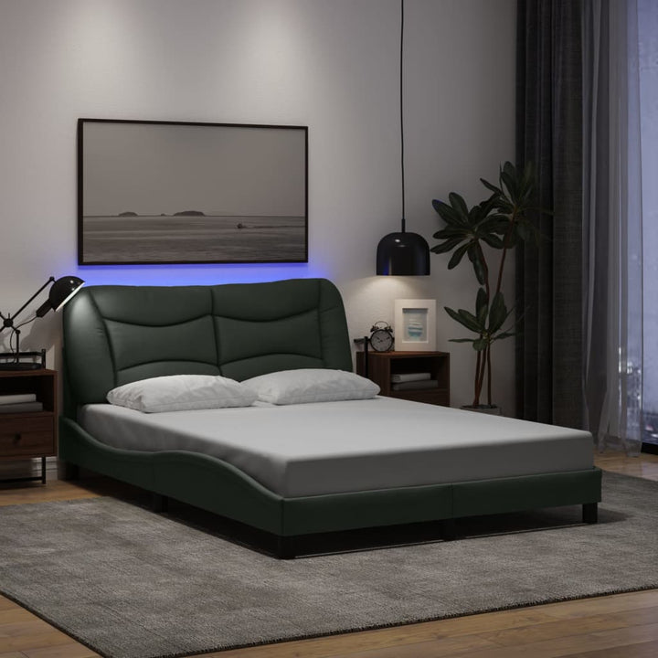 sengeramme med LED uden madras Hvar 140x200 cm stof mørkegrå