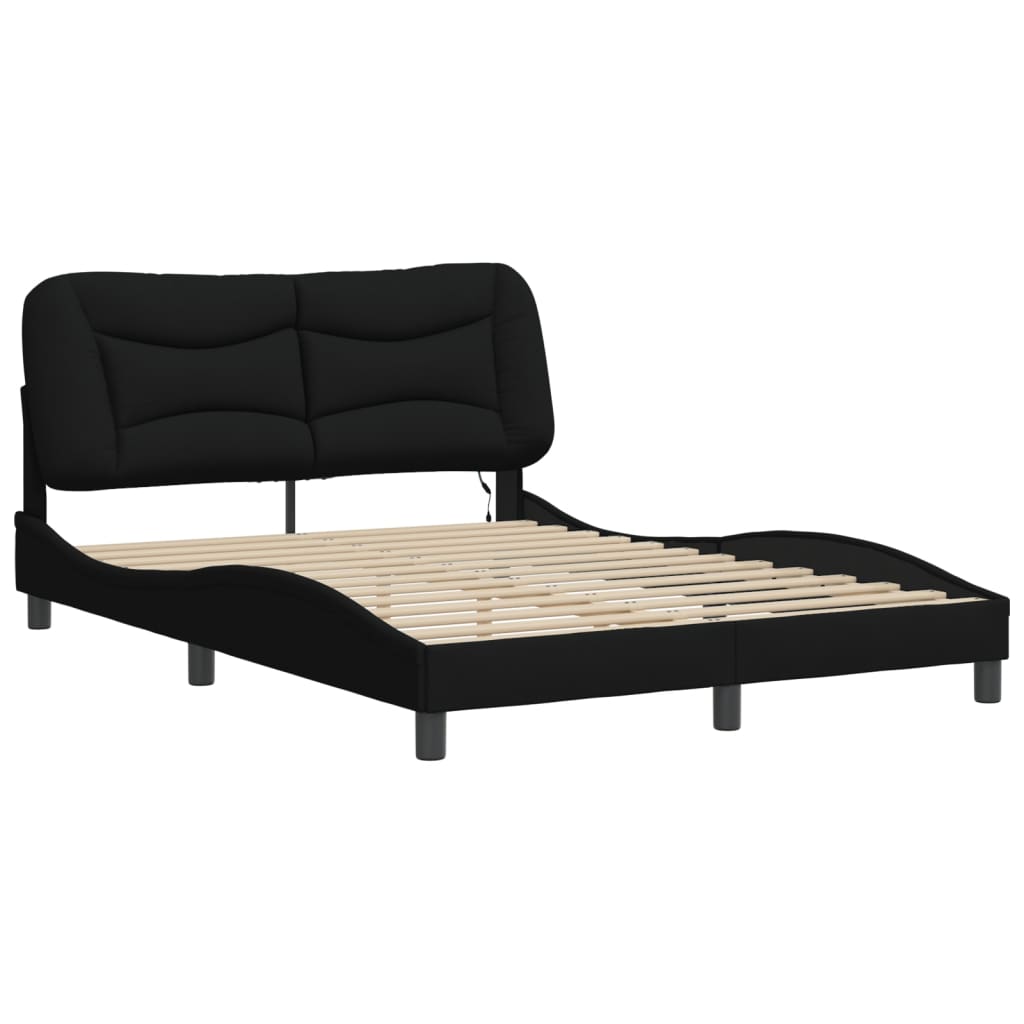 sengeramme med LED uden madras Hvar 140x200 cm stof sort