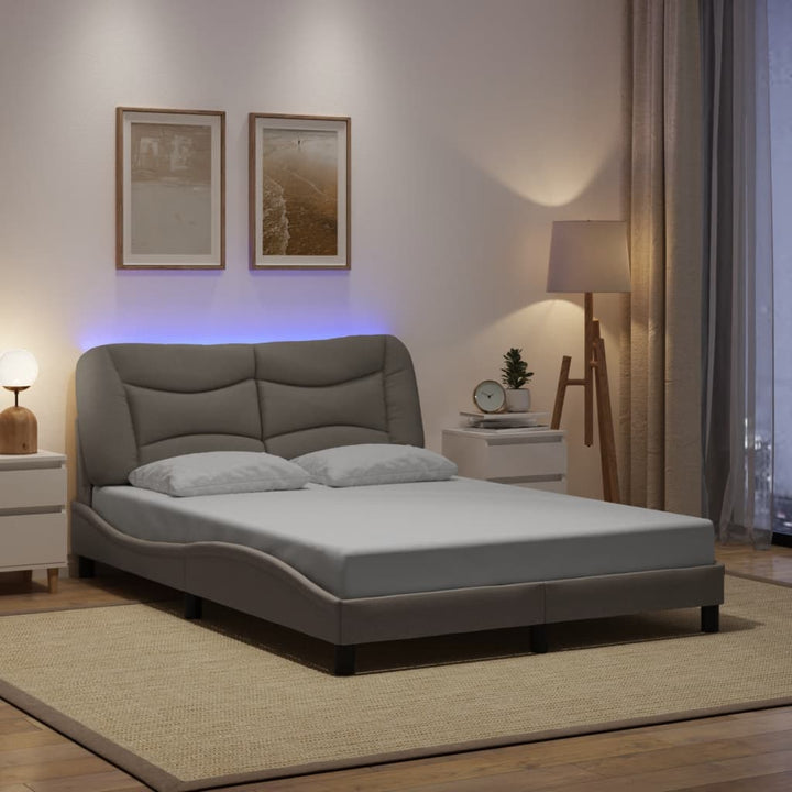 sengeramme med LED uden madras Hvar 140x200 cm stof gråbrun