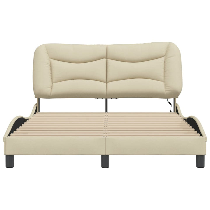sengeramme med LED uden madras Hvar 140x200 cm stof cremefarvet