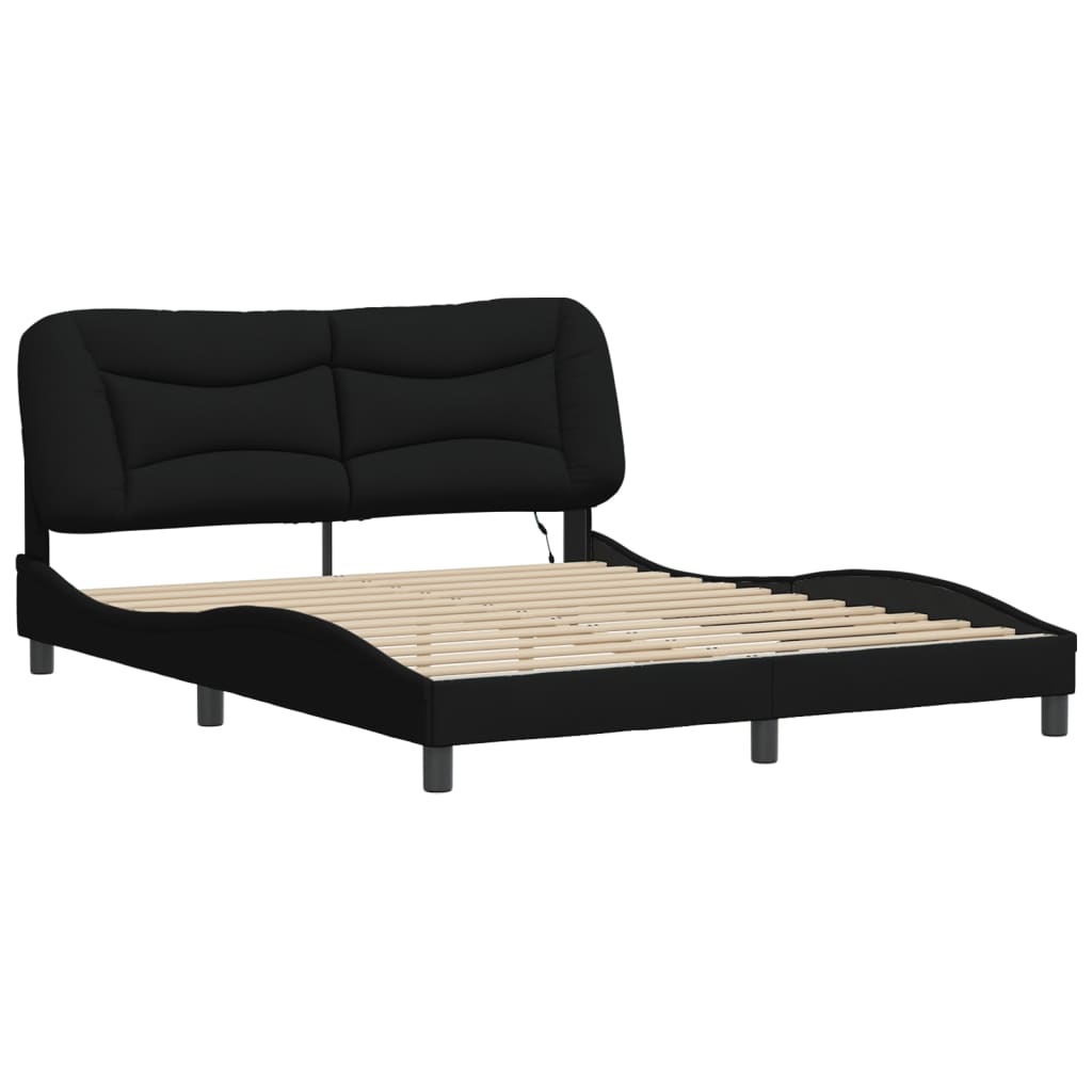 sengeramme med LED uden madras Hvar 160x200 cm stof sort