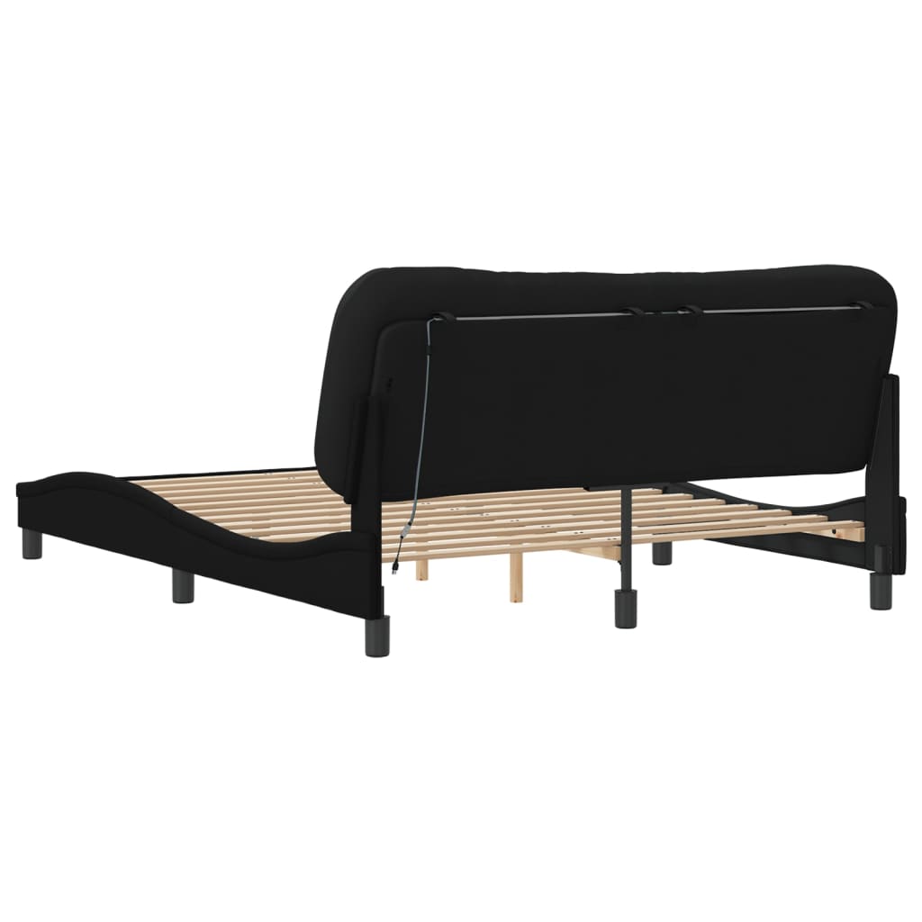 sengeramme med LED uden madras Hvar 160x200 cm stof sort