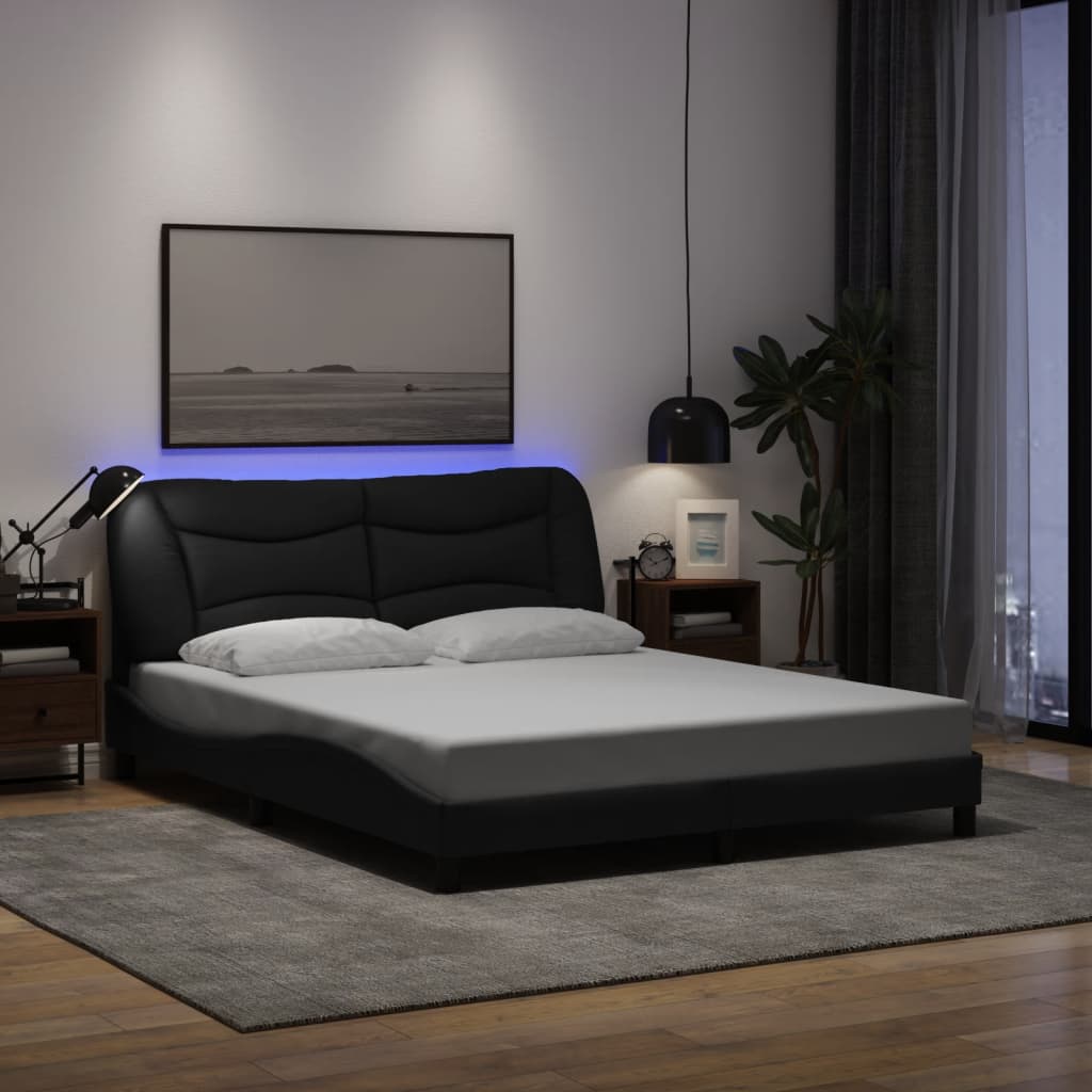 sengeramme med LED uden madras Hvar 160x200 cm stof sort