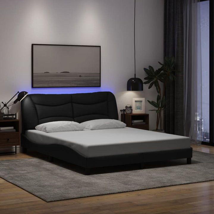 sengeramme med LED uden madras Hvar 160x200 cm stof sort