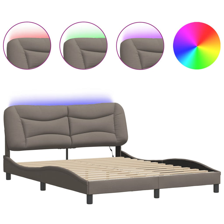 sengeramme med LED uden madras Hvar 160x200 cm stof gråbrun