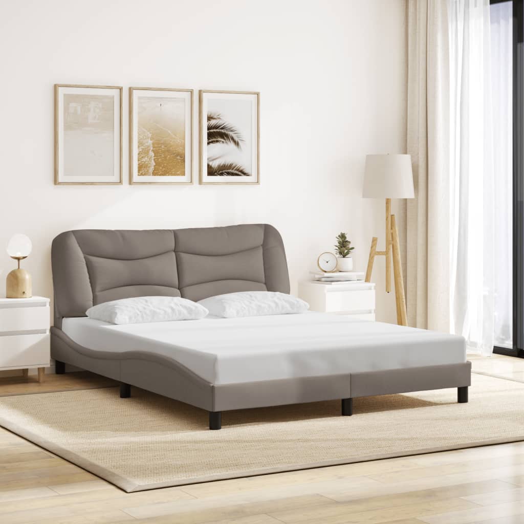 sengeramme med LED uden madras Hvar 160x200 cm stof gråbrun