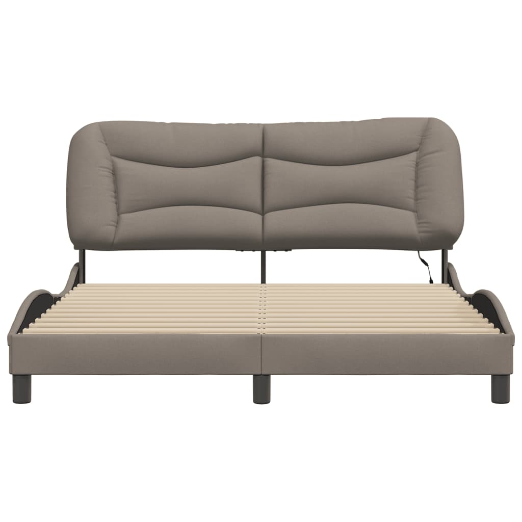 sengeramme med LED uden madras Hvar 160x200 cm stof gråbrun