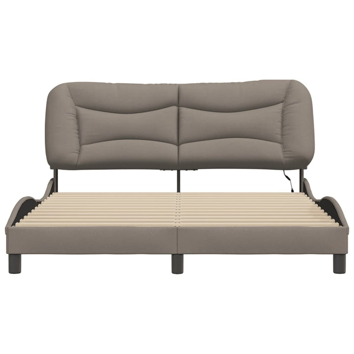sengeramme med LED uden madras Hvar 160x200 cm stof gråbrun