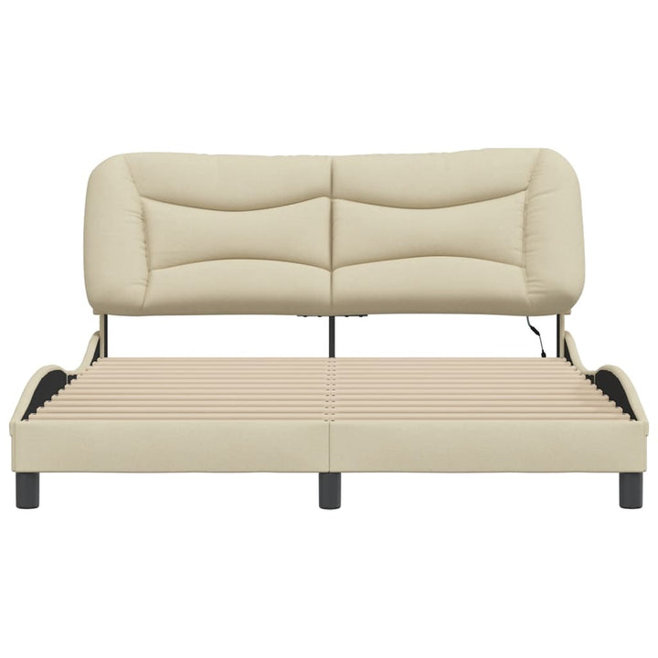 sengeramme med LED uden madras Hvar 160x200 cm stof cremefarvet