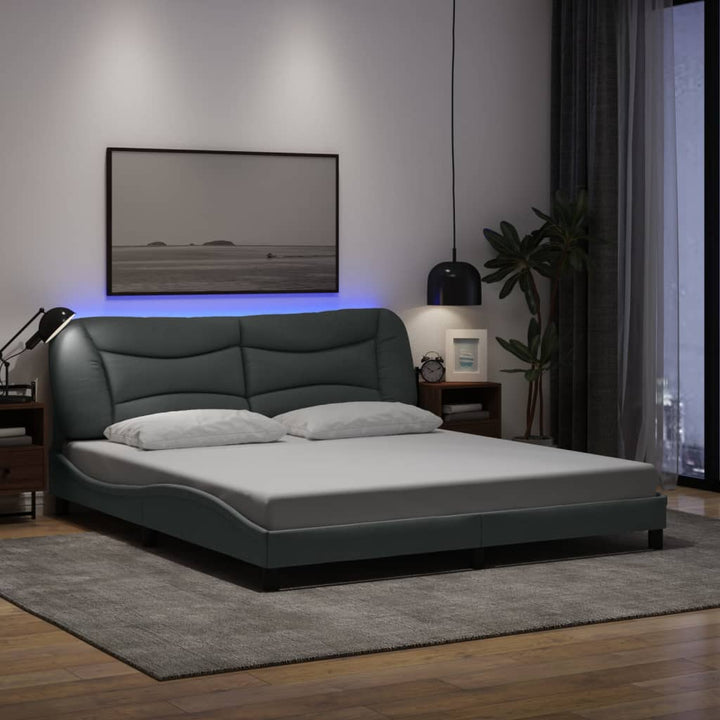 sengeramme med LED uden madras Hvar 180x200 cm stof grå