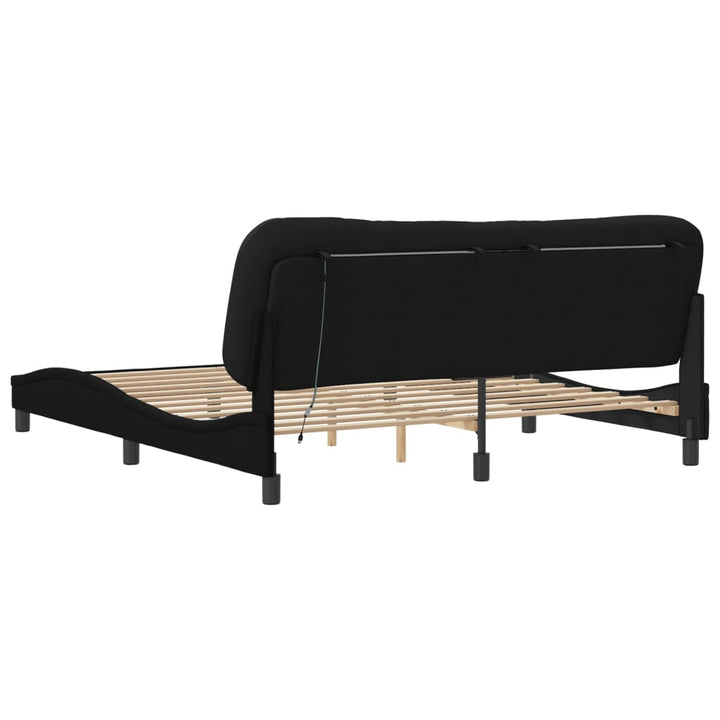 sengeramme med LED uden madras Hvar 180x200 cm stof sort