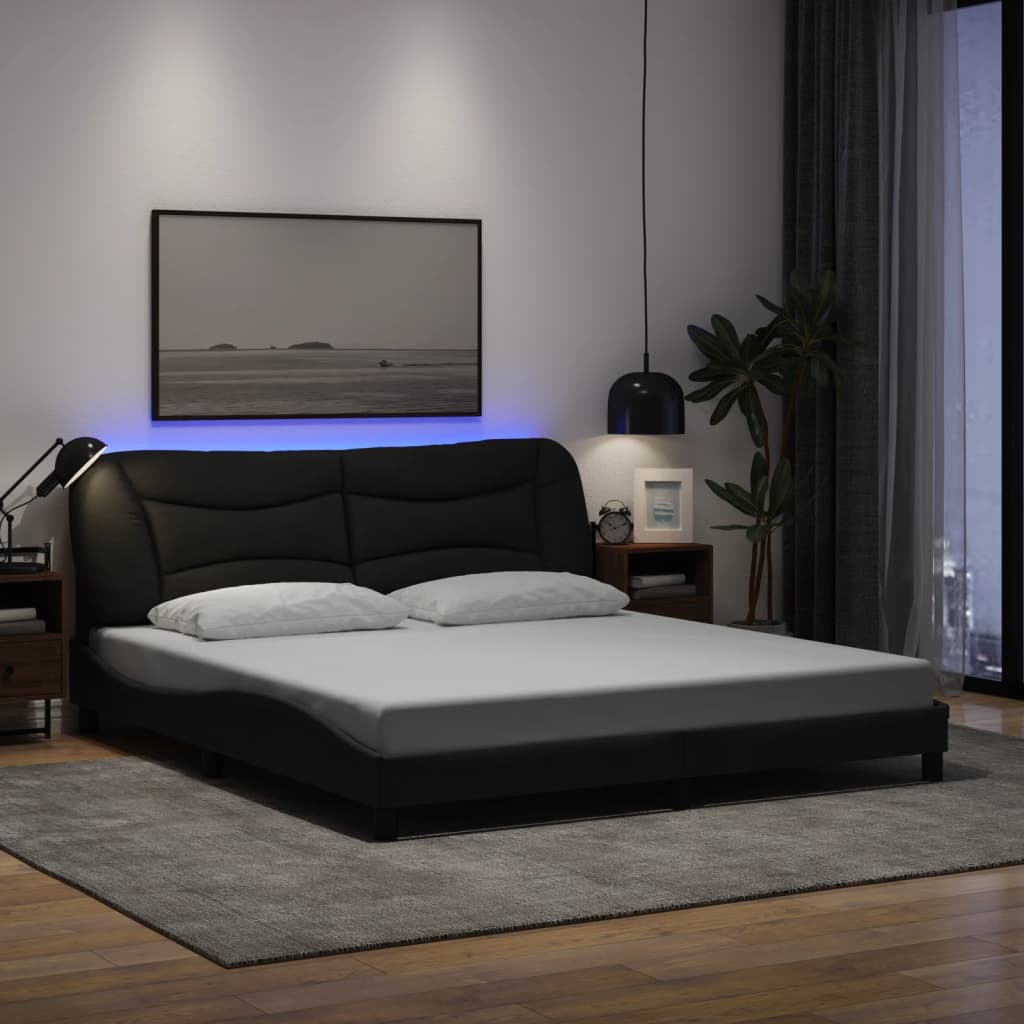 sengeramme med LED uden madras Hvar 180x200 cm stof sort