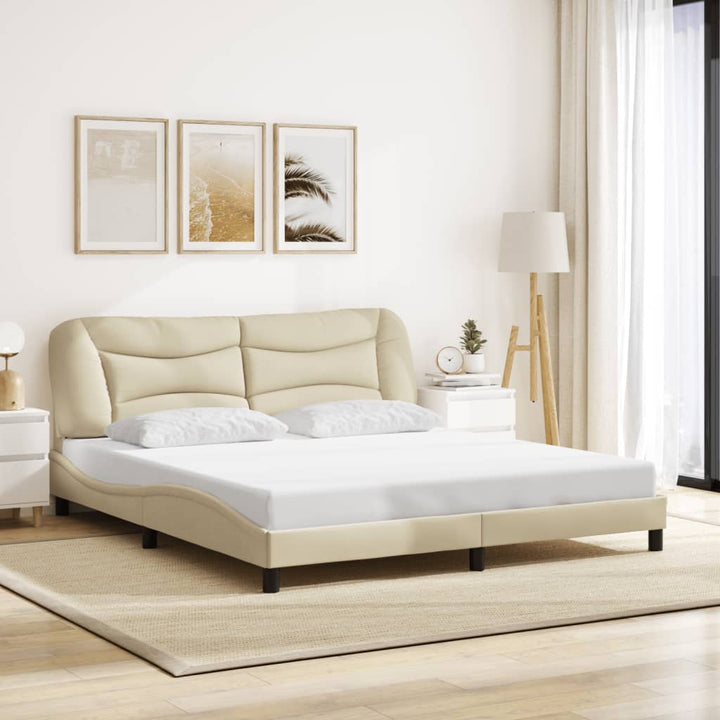sengeramme med LED uden madras Hvar 180x200 cm stof cremefarvet